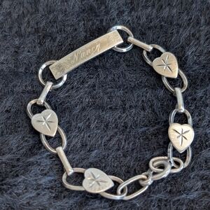 Sterling Sweetheart Name Plate Vintage Bracelet 6.5" - 925 Custom Silver